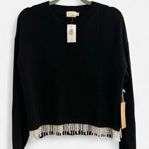 Dreamers By Debut Pearly Beaded + Fringe Sweater